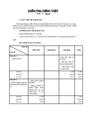 Ngữ văn 6 - Kiểm tra Tiếng Việt